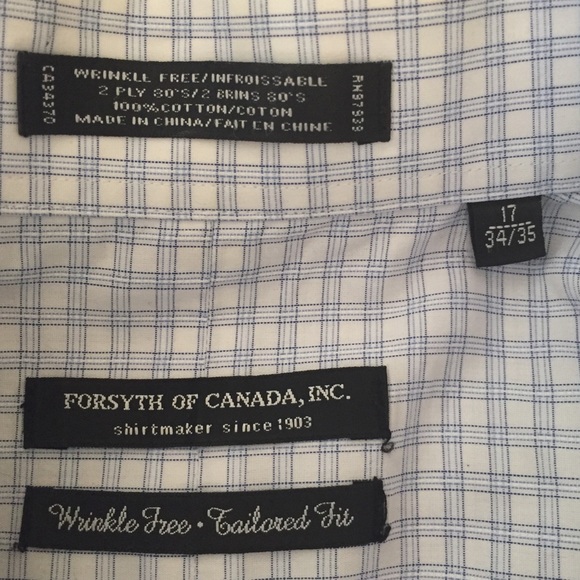 Forsyth of Canada L/S dress shirt WH/BL tattersall - Picture 2 of 8
